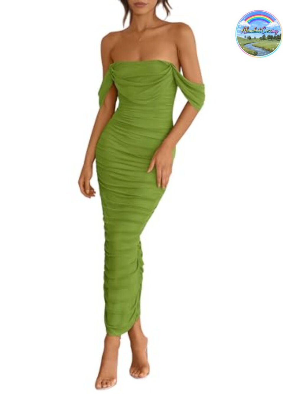 Womens Off Shoulder Mesh Maxi Dress Ruched Bodycon Backless Formal